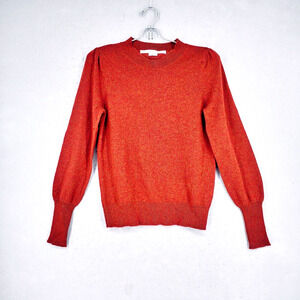 Veronica Beard Nelia Puff Sleeve Cashmere Sweater Red Heather Size XS $395